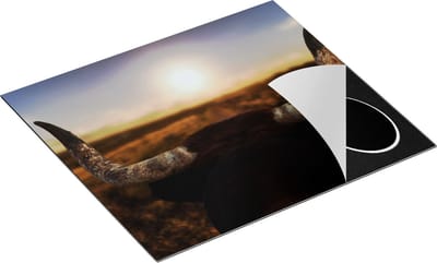 Chefcare Inductie Beschermer Stierenhoorns bij Zonsondergang - 60x50 cm - Afdekplaat Inductie - Kookplaat Beschermer - Inductie Mat