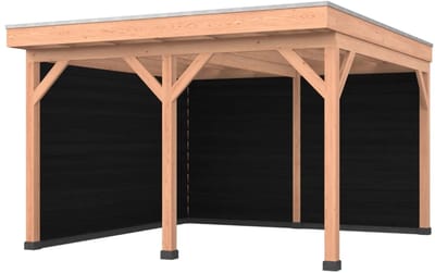 Douglas overkapping, 400 x 400, met achterwand en zijwand, Westwood Comfort Plus Zwart