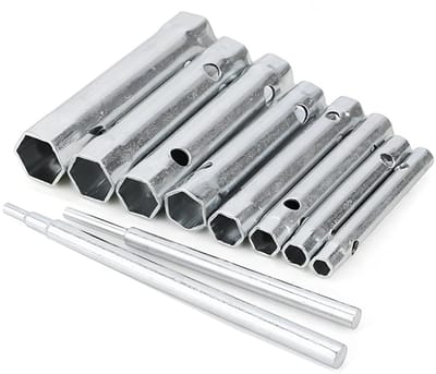 Dailygoods- Buissleutelset 10 Stuks - Metrische Buissleutels 6-22 mm - Bougie-dopsleutel - Dopsleutel - Verzinkt Koolstofstaal - Duurzaam en Praktisch - Bougiedopsleutel
