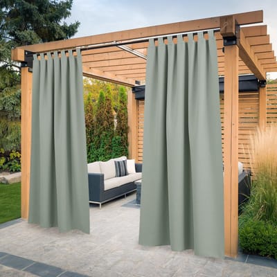 Dailygoods- Buitengordijnen Waterdicht - Verduisterend - Lichtwerend - Verstelbaar - Klittenband - 132B x 243H cm (2 Panelen) - Tuingordijnen
