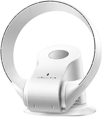 Bladloze Wandventilator 14" – 9 Snelheidsstanden, 90° Oscillerend, Timer, Fluisterstil | Draagbare Tafel- & Wandventilator voor Thuis, Slaapkamer, Kantoor | Inclusief Afstandsbediening – 35W Bladloos Ontwerp (Wit)
