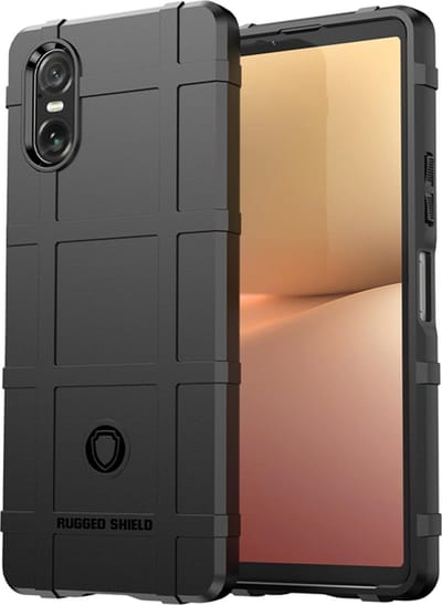 MobyDefend Hoesje - Geschikt voor Sony Xperia 10 VI - Rugged Shield TPU Backcover - Zwart
