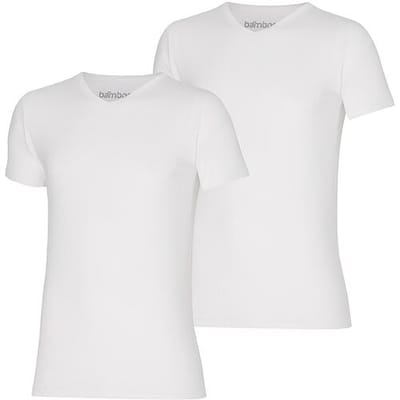 Apollo T-shirt Heren Bamboo Basic V-neck Wit 2-pack-XXL