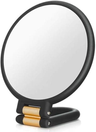 Famanu – Dubbelzijdige handspiegel 40x/1x, draagbare vergrootspiegel voor reizen, make-up en huidverzorging