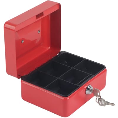 1 stuks Mini Draagbaar Strijkijzer Klein Afsluitbaar Contant Geld Munt Veilige Beveiligingsdoos Huishouden (Rood) red