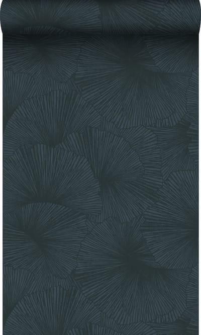Origin Wallcoverings behang 3D-motief bladeren donkerblauw - 50 x 900 cm - 348012