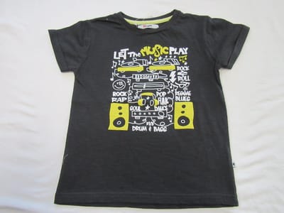 Rumbl - Jongens - T-shirt korte mouw - Zwart  - Let the music play - 116 / 122