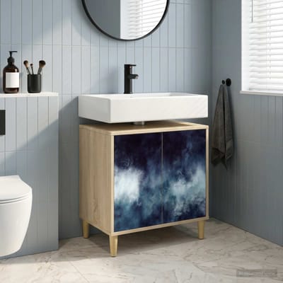 vidaXL - Badkamerkast - RAALTE - Sonoma - 60 - x - 40 - x - 60 - cm - Bewerkt - hout