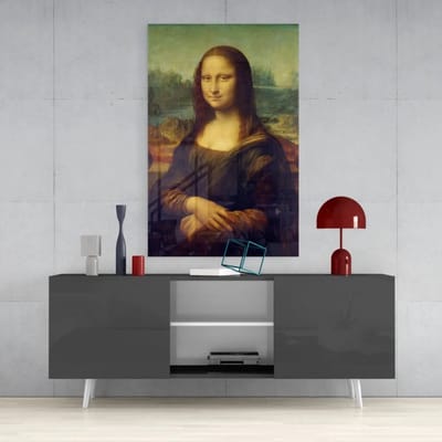 Glasschilderij - Leonardo Da Vinci - Mona Lisa - 72x46x0.4 cm