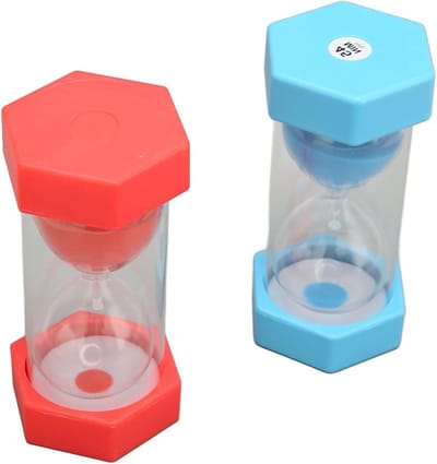 Zandloper Timer - Zandklok - Tijdmanagement Ondersteuning - 45 Minuten Indicatie - 13 cm Hoog - Blauw en Kleurrijk