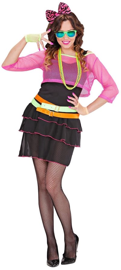 Costume Tenue Néon Disco Girl Fête Années 80 XL pink