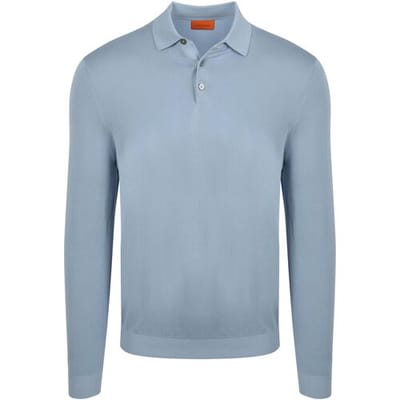Suitable Compact Cotton Poloshirt Staal Blauw - Maat XXL - Heren - Longsleeve polo - Polo shirt Heren met Lange mouwen