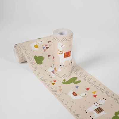 LAMA'S BEHANGRAND | Zelfklevend - beige groen rood geel - A.S. Création Lovely Kids