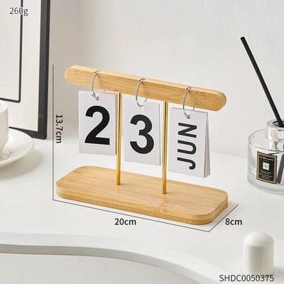 Décoration Simple de Bureau de Salon Calendrier en Bois Ornement Accessoires de Bureau Modernes Décoration de Maison Simple Artisanat Cadeau beige