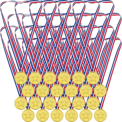 24 Stuks Medaille Award Set - Perfect voor Schoolwedstrijden, Voetbalmedailles voor Kinderen en Erkenning Ceremonies