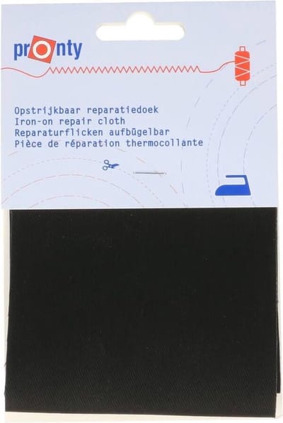PRONTY REPARATIEDOEK JEANS OPSTRIJKBAAR 090 ZWART 10 X 40cm. - 3STUKS
