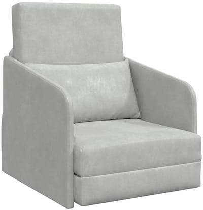 Slaapstoel - Uitklapbaar - Slaapbank - Logeerbed - Zetelbed - Slaapfauteuil - Vouwbed - 1 persoons - Zeer comfortabel - Lichtgrijs