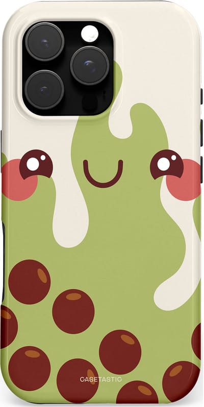 Casetastic hoesje geschikt voor Apple iPhone 16 Pro - MagSafe - Dubbellaagse bescherming - Smeltende pistache bolletjes - Fashion Case - Beige Lichtgrijs Bordeaux