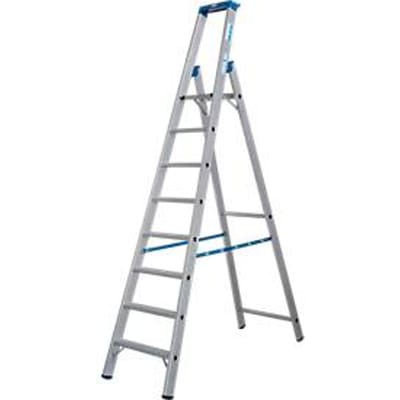 KRAUSE STABILO trap 8 treden R13, zelfreinigend gatenpatroon, platform R13, gereedschapsbak met emmerhaak, aluminium