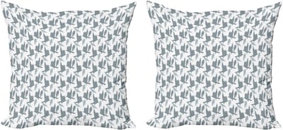 ABAKUHAUS Decoratieve kussenhoezen met vogelmotief, 2 stuks, abstracte vogelsilhouett 40x40 cm, blauwgrijs, lichtgrijs, wit