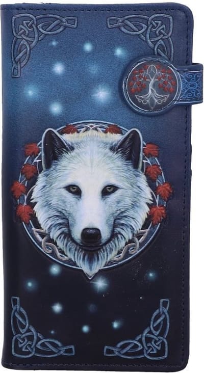 Nemesis Now Dames portemonnee - Guardian of the Fall - Witte herfstwolf - reliëf Portemonnee - Lisa Parker - (bxhxd) ca. 18,5cm x 9,5cm x 2,5cm