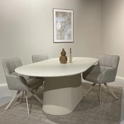 Ovale Eettafel Wit Mangohout 230x110 - 230x110 cm - Wit - Novihome