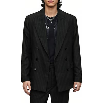 AllSaints Blues Blazer Pinstripe Blk Brwn Größe: 44 | Blazer Outlet | Herren | Blau