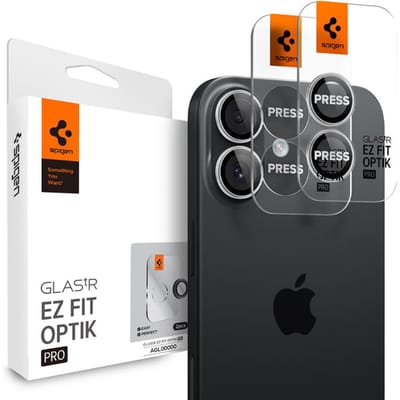 Spigen Camera Lens Protector Geschikt voor iPhone 17 / 16 / 16 Plus - Glas.tR EZ Fit Optik Pro - 9H Tempered Glass - Gemakkelijke Installatie - Zilver 2-Pack