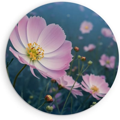 Saammp Muurcirkel Hout - Grote Roze bloem - Natuur - Ø 90 - Wandcirkel - Wanddecoratie Cirkel - Muurdecoratie Woonkamer - Slaapkamer decoratie - Rond Schilderij