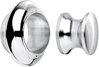 SOTECH Push-Lock duwknop Ø 23 mm gepolijst chroom incl. rozet voor 13 mm deurdikte, meubelknop geschikt voor espagnoletslot, opbouwslot
