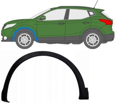 Spatbord sierlijst wielkast voor Nissan Qashqai 2013-2021 / Links