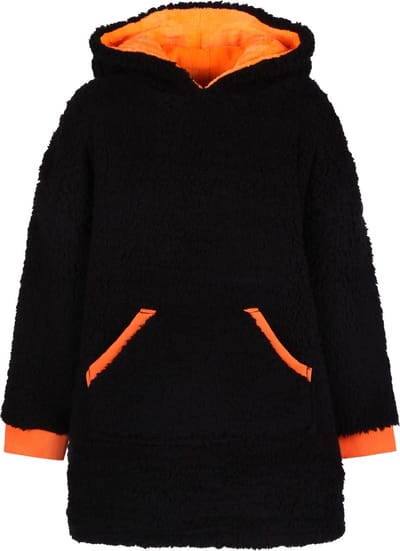 Zwart en oranje lang sweatshirt met capuchon / S-M