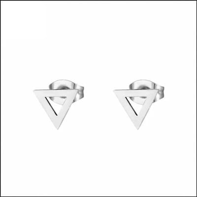 Aramat Jewels | Oorbellen | RVS Open Driehoek Oorbellen Diverse Kleuren 10mm - Geometrische Oorstekers | Zilverkleurig-6mm | |9mm | Staal | Kinderen, Volwassenen | Verkleurd niet