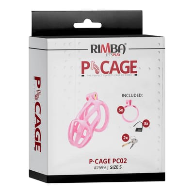Rimba Toys - P-Cage PC02 - Kunststof Kuisheidskooi - Peniskooi - Chastity - Roze - Verkrijgbaar in 3 maten