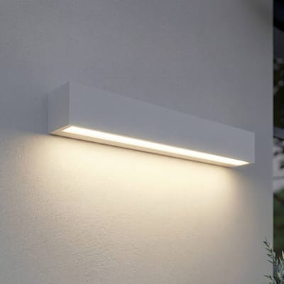 Lucande LED buiten wandlamp Lengo, 50 cm, wit, naar beneden gericht, 3000 K