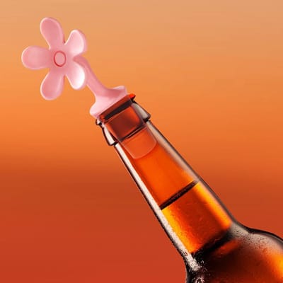4 stuks siliconen wijnflesdoppen, flessenstop, flessendop in bloemenvorm, wijnkroonkurk voor wijn, cava, prosecco, champagne, bier en koolzuurhoudende dranken