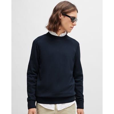 Round Neck Long Sleeve Knitwear - Blue Sweaters