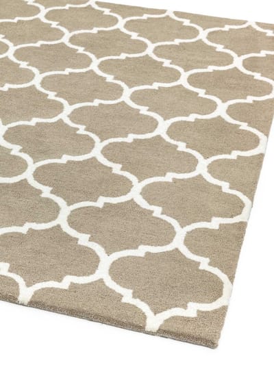 Easy Living - Albany-Ogee-Camel Vloerkleed - 160x230  - Rechthoek - Laagpolig Tapijt - Klassiek - Beige, Wit