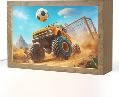 Nachtlampje 30x20 cm - Kinder lampje - Monstertruck - Voetbal - Woestijn - Tafellamp kinderkamer - Slaapkamer lamp - Bedlamp kinderen - Kinderlampje stopcontact - Wandlamp babykamer - Nachtlampjes
