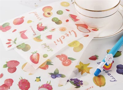 Bullet Journal Stickers – 82 stickers (6 Vellen) – Fruit Cartoon – Planner, Scrapbook & Bujo – Sinterklaas & Kerstcadeau – Schoencadeau – Cadeaus onder €10