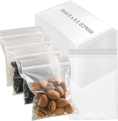 500PCS Plastic Grip Seal Bags - Duidelijke Vriezerzakken, Kleine Ziplock Tassen voor Sieraden, Organiseren en Bewaren (3.5 x 5 Inch)