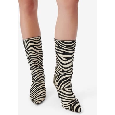 IRO Paris Ulli Pony Zebra Low Boots Beige Black Zebra Pony Maat: 36 | Laarzen Outlet | Dames | Zwart