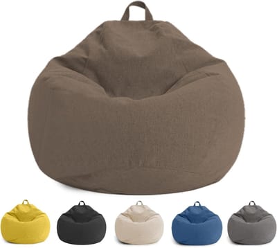 Zitzak voor kinderen en volwassenen - 100 x 120 cm - linnen-katoenmix - comfortabele zitzak met opbergfunctie - ShopVlot
