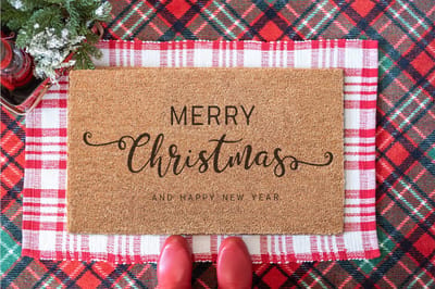 Merry Christmas | 90x60 cm | Nieuwe huis cadeau | Ingangsmat | Deurmat met stijl | Verhuizing cadeau | Praktisch & trendy | Perfect voor binnenkomst | Cadeau voor nieuwe woning