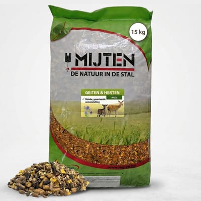 Mijten Geiten & Herten Voer - Gerstevlokken met Bietenpulp Mais - Geitenmuesli Hertenvoer - Complete Voeding - 15kg