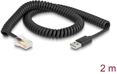 Delock RJ50 to USB 2.0 Type-A Coiled Cable 2 m