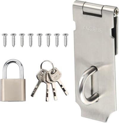 RVS Hangslot Haspelslot voor Deuren, Kasten en Lades - 4 inch Vergrendeling met Hangslot, Duurzaam en Roestvrij