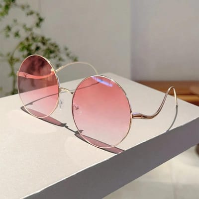 Dames Nieuwe Stijlvolle Vintage Kleurverloop Vintage Trendy Luxe Stijlvol Ontwerp Zonnebril KAMMPT Oversized Rond Zonnebril golden