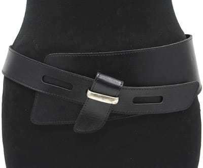 Dames afhang riem zwart - 10 cm breed - Leer - Brede riem - Casual chique - Maat 85