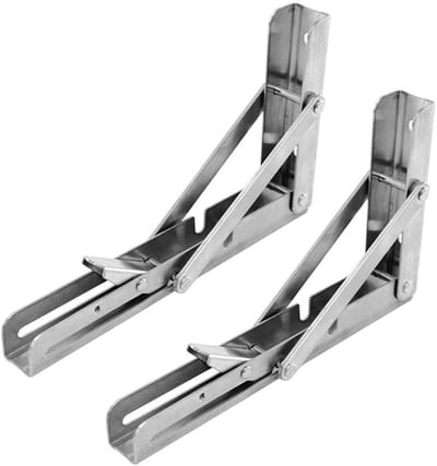 Inklapbare Plankdragers - Wandrekhouders Opvouwbaar - Ruimte Besparen - Roestvrij Staal - 35 cm - Zilverkleurig